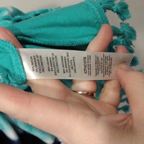 Zenergy by Chico's Tie Dye Print Tassel Hem Top Size 2 (12)-Hippie Beach Summer - Picture 7 of 7